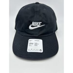 NEW! Nike Child’s (Age 4-7) Swoosh Black w/ Embroidered Logo Adjustable Hat Cap